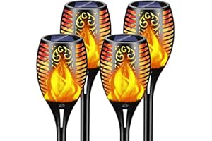 JIOBBO Teliser Lampade Solari per Esterni, Luce Solare Fiamma, Luci Solari 33LED per Giardino con effetto fiamma, IP65 impermeabile, lampada solare a torcia per patio, prato, cortili e vialetti