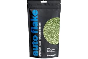 Hemway Automobile Métal Flake Glitter Chunky 1/40" 0.025" 625 microns 0,6 mm Peinture métal additif Flake 100 g pour Une Utilisation avec Voiture vélo Van Truck Wagon Automotive Spray (Lime Green)