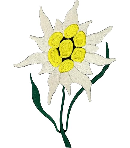 Edelweiß Mit Rauten Aufnäher – Bügelbild, Patch Zum Aufbügeln Oder Aufnähen | 3,6 X 3,5 Cm