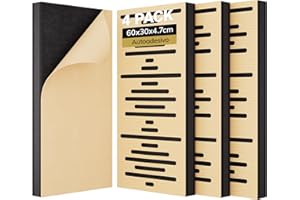 TONOR 4 Pezzi Pannelli Fonoassorbenti Decorativi, Pannelli Acustici per Isolanti InsoNorizzanti Decorativi per Pareti, Studi di Registrazione, Sala Sonferenze, Stanza, 60x30x4,7cm, Rovere