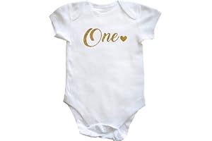 Hippowarehouse One birthday Glitter baby vest bodysuit (short sleeve) boys girls