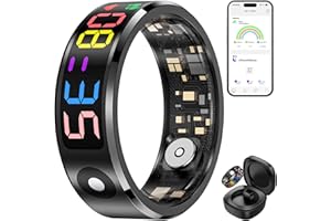 Haulvean Smart Ring Health Tracker,Anello di Attività con Touch Screen,Impermeabile IP68 Anello di Fitness con Custodia,Fitness Tracker per iOS Android