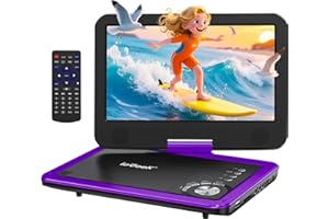 ieGeek 12.5" Portable DVD Player with 10.5" HD Swivel Screen, 5 Hrs Battery, Car Travel DVD Players for Kids & Elderly, Region Free, Support Sync TV/USB/SD Card/Earphone/Multiple Disc Formats, Purple
