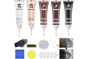 Celiodd 5 Piezas Kit de Reparación de Cuero, Kit de Reparación de Piel Sintética, Cuero Líquido, Kit de Reparación de Cuero Negro, Adecuado para Asientos de Coche, Sofás, Chaquetas de Cuero, Zapatos