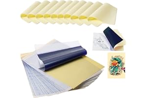 FONPOO 20 unidades de papel de transferencia de tatuajes y 10 unidades de silicona para piel sintetica tatuaje, accesorios para transferir y practicar diseños de tatuajes