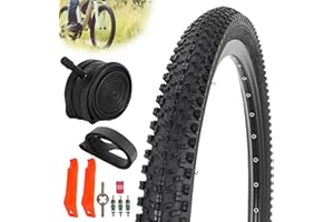 JIAYAN Pneus de vélo de rechange pliables de 61/66 x 4,95 cm avec leviers de pneu et doublures de pneus, pneu de VTT 61/66 cm et chambre à air pour VTT tout-terrain