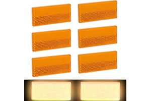 Hariendny 6PCS Reflectors Self-Adhesive Yellow Rectangular Reflectors Safety Small Reflective Panel for Bicycles Trucks RVs Pillars Gates