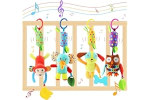 Evance 4 Pezzi Giocattolo da Appendere per Passeggino, Passeggino Carrozzina Giocattolo Appeso Sonagli, Sonaglio Neonato, Giocattoli Morbidi a sonagli per 3 6 9 12 Mesi Ragazzi e Ragazze (4 Pack)