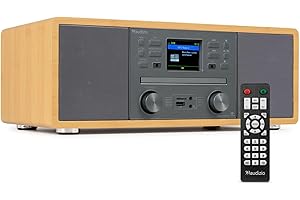 Audizio Avola - Radio Internet Wi-FI Dab+/FM avec Lecteur CD et BT sans Fil | Design Bambou Naturel, Écran Couleur LCD 2,4″, Son Stéréo 60 W