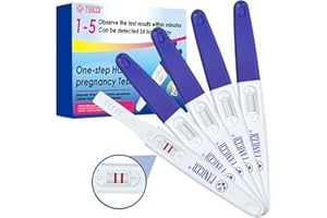 YOLONCE 5 Piezas de varillas de prueba de embarazo, predictor de resultados rápidos, Prueba de embarazo empaquetada y sellada individualmente, Prueba de HCG, Prueba rápida de prueba de embarazo (azul).