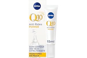 NIVEA Q10 Power Soin Contour des Yeux (1x15 ml), crème anti rides yeux enrichie en Q10 pur & Acide Hyaluronique, soin anti-âge anti-cernes booster de collagène, crème hydratante tous types de peaux