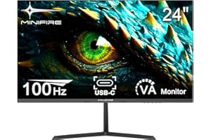 Minifire 24-inch Business Monitor, 1920x1080 Full HD, 100Hz, Fast VA Flat Panel, 4000:1 High Contrast Ratio PC Screen, 75% DCI-P3, HDR, 8 Bits, USB-C&HDMI 1.4, VESA 75x75mm (MF24X3AL)