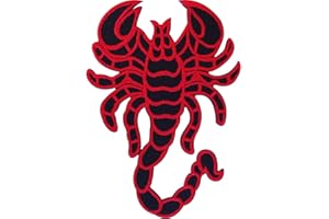 ELLU Embroidered Black Red Iron On Scorpion Patch Sew On Jacket Jeans Bag Biker Badge