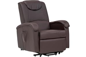Cribel Poltrona Relax DISA D, finta pelle, Movimento Elettrico con Funzione Alzapersona, Reclinabile, Telecomando Incluso, Moka, 82 x 90 x 143 cm