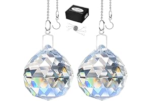 ‎MERRYNINE MerryNine 50mm Kristall Klar aus Glas Zum Aufhängen Prism Suncatcher Anhänger Ball, groß Kristall Anhänger Zum Aufhängen facettiert Prism Bälle für Windows Dekoration Feng Shui