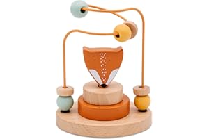 wunderwunsch Trixie Motorikschleife als Baby Geschenk, Geschenke zur Geburt, Babyspielzeug, Personalisierte Geburtstagsgeschenke, Montessori Spielzeug mit Personalierung (Fuchs, ohne Name)