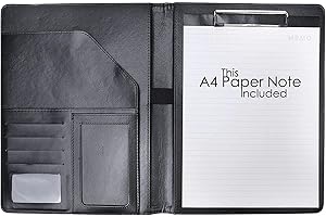 JAKAGO A4 Clipboard Folder Portfolio Paper Pad Faux Leather Document Organizer Padfolio Pocket with Business Card Holders, Pen Holder, File Case for Conference Interview