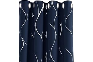 Deconovo Tende Oscuranti Camera da Letto per Finestre Termiche Isolanti con Occhielli 140x290cm Blu Navy 2 Pannelli