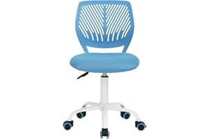 FurnitureR Silla de Gaming para niños, Silla de Oficina, Silla Gamer, Silla de Escritorio, diseño Moderno ergonómico, sin Brazos, Ajuste de Altura del Asiento, Ruedas de Goma, Azul M