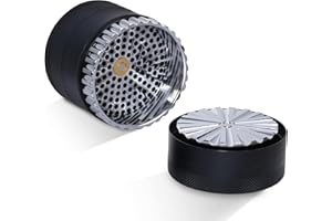 TIRIRS 5-Layer Toothless Herb Grinder - Premium Aluminium Gewürzmühle mit Pollenfänger, Smooth Grind Technologie, Inklusive Schaber & Bürste, Schwarz