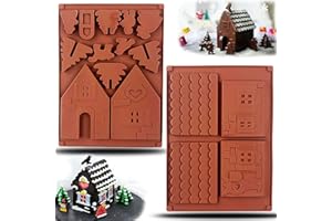 BEHONE inherited 2 PCS Casa di Pan di Zenzero Stampo per Dolci in Silicone, Natale Casa Forno Muffa per Caramelle Natalizie, Torte, Biscotti, Tazze per Muffin, Cioccolato e Gelatina
