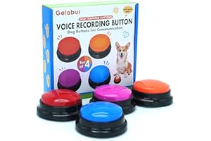 Gelabur Set von 4-Hundetasten für Kommunikation, Voice Recordable Tasten für Klassenzimmer, Hundetraining sprechende Tasten Starter Set, Haustier Easy Speaking Buttons Tools