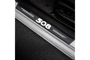 CWWHY 4 pièces Seuil de Porte pour Peu-geot 508 2021 2020 2019 2018 2017 2016 2015-2012 GT, Fibre de Carbone Barres De Seuil De Anti-dérapant Protecteur Anti-éraflure De PéDale De Porte Accessoire de Style