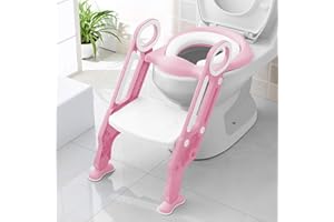 KEPLIN Réducteur Toilette Enfant avec Marche-Adaptateur de WC Portable, Réducteurs de Toilettes avec Marches Durables, Grands, Antidérapants,Rebord Souple, Adapté aux Toilettes en Forme de V, U, O