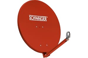 SCHWAIGER 234 Antenne parabolique Sat Installation Satellite Antenne Offset Bras Porteur LNB Support de mât Antenne parabolique Sat Aluminium 74,5 x 84,5 cm Rouge