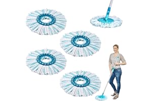 Dyaucwpo 4 Pièces Têtes de Rechange Compatible avec Leifheit Clean Twist Disc Mop, Serpillères de Rechange en Microfibres, Serpillière Franges de Remplacemen, Recharge Serpillere, Tous Types de Sols