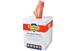 OPTIMA PROCLEAN Optima Guardian, 200 Perforated J Cloths, All Purpose Cleaning Cloths in A Dispenser Box, Centre Feed Roll, Antibacterial Wipes, Professional Grade Cleaning Products, Bathroom Cloth, 37 x 22 cm, Red