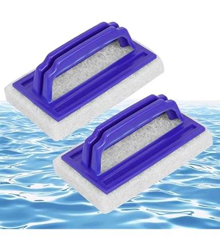 2 éponges Magiques Pour Nettoyer La Ligne D’eau De Piscine – Poignée Ergonomique, Bleues, Réutilisables