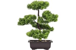 AIVORIUY Bonsai Artificiale Finti Piante Artificiali in Vaso, Piccolo Albero Artificiali Pianta Finta Giapponesi Pino Bonsai Decorazione per Interno Esterno Ufficio Casa Esposizione Domestica