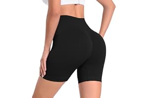 Yaavii Gym Shorts for Women High Waisted Seamless Yoga Pants Tummy Control Elastic Sport Running