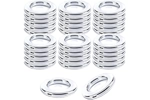 HO2NLE 32pcs Anillos de Cortina con Ojales Plastico - Ollaos a Presion 40mm de Diametro Interior - Aros para Baño Ducha y Barra de Red Plateada