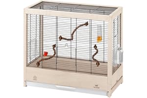 Ferplast Jaula para Pájaros de Metal y Madera FSC Giulietta 4, Canarios, Periquitos y Agapornis, Accesorios incluidos, Perchas Desmontables y modificables, 57 x 30 x h 50 cm.