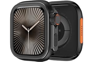 ZZDZZ Metall Schutzhülle Kompatibel mit Apple Watch Series 10 46mm Hülle, 2 in 1 Kratzfest Rahmen Stoßstange mit Rücken Gehäuse für iWatch 46mm (Schwarz)