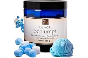 EIS PERFECTO Schlumpf Eispaste Blaue Eispaste Aroma Eis Desserts Pralinen Zum Verfeinern von leckerem Eis Getränke Kuchen Kekse Tortencremes Eiscremes Inhalt 250 g