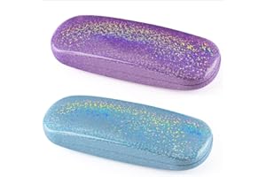 angelikashalala 2 Stück Brillenetui Hardcase Brillenetui Kinder, Hartschalen Brillenetui Brillenbox für Brillen und Lesebrille, Geeignet für Damen, Herren(Lila, Blau)