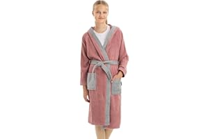 HOMELEVEL Peignoir bain enfant - Robe sortie de bain en coton avec capuche poches et ceinture - Peignoir de bain fille garçon douche plage piscine