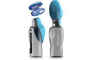 Paws Elegance Bebedero Perro Portatil 800ml | Botella Agua Perro Apta para Lavavajillas y a Prueba de Fugas con Cepillo de Dientes