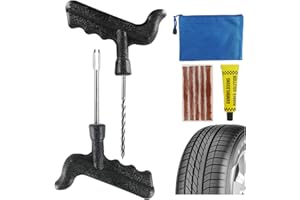 ALLICAVER Tyre Repair Kit, Car Tyre Puncture Repair Kit, Upgrade T-Handle, Emergency Fix Puncture for Car, Motorcycle, Truck, Van, ATV, Tractor & More - Tubeless Tyre Repair Kit (10)