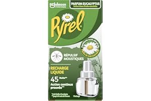 Pyrel Recharge pour Diffuseur Electrique Liquide - Répulsif Moustiques pour Intérieur - Parfum Eucalyptus - 1 Recharge 45 nuits