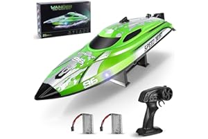 Helangel RC Boat, 2.4Ghz Remote Control Boat 25KM/H Self Righting Racing Boats Outdoor Radio Controlled Watercraft with Low Battery Alarm Rechargeable Battery for Pools Lakes, Green