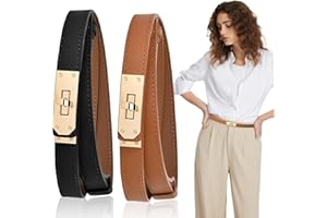 Dfuqanb 2 Piezas Cinturón de cuero ajustado para mujer, Cinturón clásico vintage, Cinturón con hebilla, Cinturón decorativo, Cinturon Cuero Mujer, para vestidos de jeans chaquetas