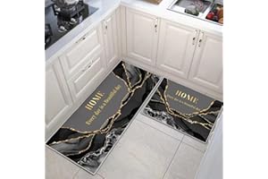 JEFFEL Set di tappetini da cucina, antiscivolo, resistenti, 2 pezzi, lavabili, per cucina, lavanderia, camera da letto (F, 43x75+43x150cm)