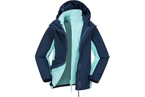 Mountain Warehouse Lightning 3 in 1 Kids Waterproof Jacket - Taped Seams Triclimate Jacket, Detachable Hood, Inner Fleece Kids Coat - For Walking, Hiking