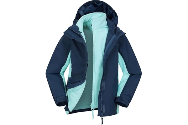 Mountain Warehouse Lightning Veste imperméable 3 en 1 pour enfants – Veste triclimate, coutures thermocollées, capuche amovible - Printemps été