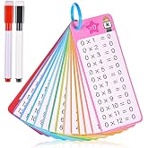 Times Table Flash Cards 0-12 Multiplication Table with 2 Dry Erase Markers for First to Third Grade Math Game