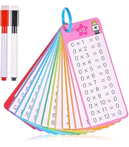 1 x 1 leerkaart, 1 x 1 leerspel voor eenmalig gebruik, met 27 x oefenbladen, rekenhulp, droog afwasbaar, cadeau voor eerste schooldag, cadeau vanaf 5 jaar om te rekenen te leren (1 1